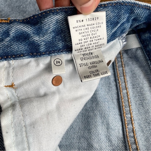 GRLFRND | Karolina High-Rise Light Wash Distressed Jeans Part Time Love Raw Hem - Picture 9 of 14